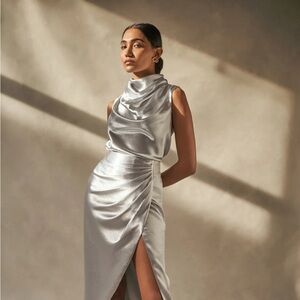 Aiifos Leah Cowl Neck Blouse Silver